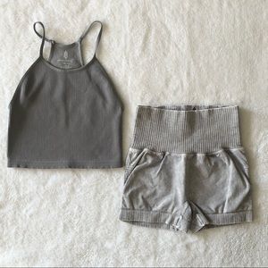 Free People Happiness Runs Crop Top and Running Shorts Set